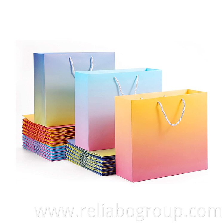 Luxury ribbon handle boutique shopping packaging customized printed euro tote paper gift bags with logo